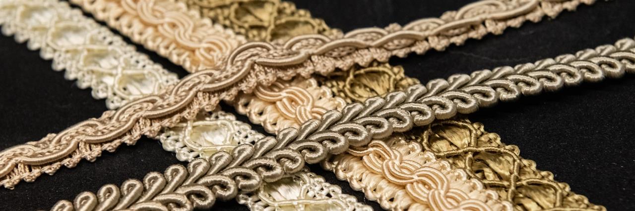 Gimp braided trims made with high fantasy threads